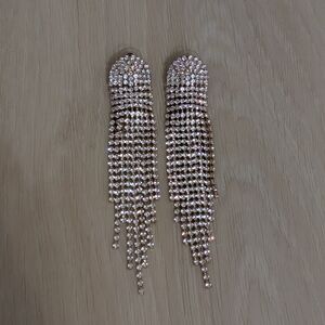 Gold Crystal Fringe Drop Earrings